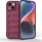 For iPhone 15 Magic Shield TPU + Flannel Phone Case(Wine Red)