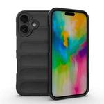 For iPhone 16 Magic Shield TPU + Flannel Phone Case(Black)