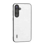 For Samsung Galaxy S24+ 5G ABEEL Dual Color Lichi Texture PU Phone Case(White)