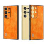 For Samsung Galaxy S24 Ultra 5G ABEEL Dual Color Lichi Texture PU Phone Case(Orange)