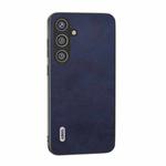 For Samsung Galaxy S24+ 5G ABEEL Dual Color Cowhide Texture PU Phone Case(Blue)