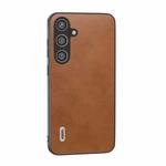 For Samsung Galaxy S24 5G ABEEL Dual Color Cowhide Texture PU Phone Case(Brown)