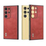 For Samsung Galaxy S24 Ultra 5G ABEEL Dual Color Cowhide Texture PU Phone Case(Red)