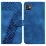 For Wiko Y82 7-shaped Embossed Leather Phone Case(Blue)