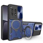 For OnePlus 12R 5G CD Texture Sliding Camshield Magnetic Holder Phone Case(Blue)