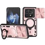 For OnePlus 13 5G CD Texture Sliding Camshield Magnetic Holder Phone Case(Pink)
