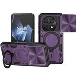 For OnePlus 13 5G CD Texture Sliding Camshield Magnetic Holder Phone Case(Purple)