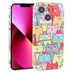 For iPhone 13 Dustproof Net Full Coverage PC Phone Case(Cats)