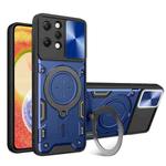 For Xiaomi Redmi 12 4G CD Texture Sliding Camshield Magnetic Holder Phone Case(Blue)