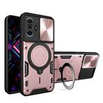 For Xiaomi Redmi K40 Gaming CD Texture Sliding Camshield Magnetic Holder Phone Case(Pink)