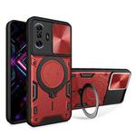 For Xiaomi Redmi K40 Gaming CD Texture Sliding Camshield Magnetic Holder Phone Case(Red)