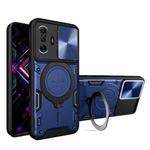 For Xiaomi Redmi K40 Gaming CD Texture Sliding Camshield Magnetic Holder Phone Case(Blue)