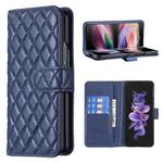 For Samsung Galaxy Z Fold4 Diamond Lattice Wallet Leather Flip Phone Case(Blue)