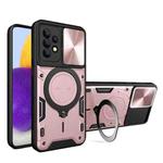 For Samsung Galaxy A72 4G / 5G CD Texture Sliding Camshield Magnetic Holder Phone Case(Pink)