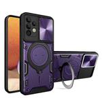 For Samsung Galaxy A32 4G CD Texture Sliding Camshield Magnetic Holder Phone Case(Purple)