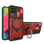 For Samsung Galaxy M33 5G CD Texture Sliding Camshield Magnetic Holder Phone Case(Red)