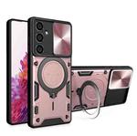 For Samsung Galaxy S23 FE 5G CD Texture Sliding Camshield Magnetic Holder Phone Case(Pink)