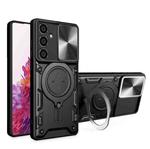 For Samsung Galaxy S23 FE 5G CD Texture Sliding Camshield Magnetic Holder Phone Case(Black)