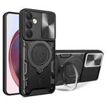 For Samsung Galaxy A35 5G CD Texture Sliding Camshield Magnetic Holder Phone Case(Black)