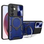 For Samsung Galaxy A35 5G CD Texture Sliding Camshield Magnetic Holder Phone Case(Blue)