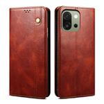 For OnePlus 13s 5G Oil Wax Crazy Horse Texture Leather Phone Case(Brown)