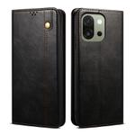 For OnePlus 13s 5G Oil Wax Crazy Horse Texture Leather Phone Case(Black)