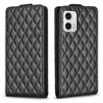 For Motorola Moto G73 5G Diamond Lattice Vertical Flip Leather Phone Case(Black)