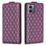 For Motorola Moto G14 4G Diamond Lattice Vertical Flip Leather Phone Case(Dark Purple)