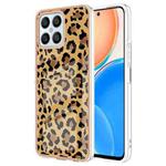 For Honor X8 4G Electroplating Marble Dual-side IMD Phone Case(Leopard Print)