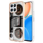 For Honor X8 4G Electroplating Marble Dual-side IMD Phone Case(Retro Radio)