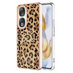 For Honor 90 5G Electroplating Marble Dual-side IMD Phone Case(Leopard Print)