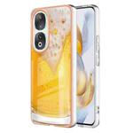 For Honor 90 5G Electroplating Marble Dual-side IMD Phone Case(Draft Beer)