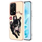 For Honor 200 Lite Global Electroplating Marble Dual-side IMD Phone Case(Lucky Dog)