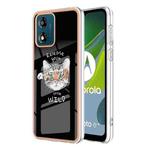 For Motorola Moto E13 Electroplating Marble Dual-side IMD Phone Case(Natural Growth)