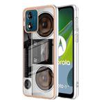 For Motorola Moto E13 Electroplating Marble Dual-side IMD Phone Case(Retro Radio)