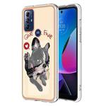 For Motorola Moto G Play 2023 Electroplating Marble Dual-side IMD Phone Case(Lucky Dog)