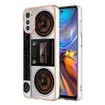 For Motorola Moto E32 4G / E32S Electroplating Marble Dual-side IMD Phone Case(Retro Radio)