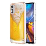 For Motorola Moto E32 4G / E32S Electroplating Marble Dual-side IMD Phone Case(Draft Beer)