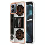 For Motorola Moto G14 Electroplating Marble Dual-side IMD Phone Case(Retro Radio)