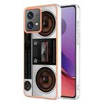 For Motorola Moto G84 Electroplating Marble Dual-side IMD Phone Case(Retro Radio)