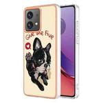 For Motorola Moto G84 Electroplating Marble Dual-side IMD Phone Case(Lucky Dog)