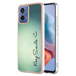 For Motorola Moto G34 Electroplating Marble Dual-side IMD Phone Case(Smile)