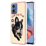 For Motorola Moto G34 Electroplating Marble Dual-side IMD Phone Case(Lucky Dog)