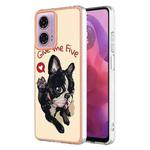 For Motorola Moto G04 4G / G24 4G Electroplating Marble Dual-side IMD Phone Case(Lucky Dog)