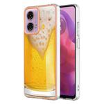 For Motorola Moto G04 4G / G24 4G Electroplating Marble Dual-side IMD Phone Case(Draft Beer)