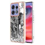 For Motorola Edge 50 Pro Electroplating Marble Dual-side IMD Phone Case(Totem Elephant)