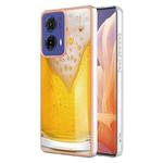 For Motorola Moto G85 Electroplating Marble Dual-side IMD Phone Case(Draft Beer)