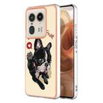 For Motorola Edge 50 Ultra Electroplating Marble Dual-side IMD Phone Case(Lucky Dog)