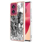 For Motorola Edge 50 Fusion Electroplating Marble Dual-side IMD Phone Case(Totem Elephant)