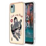 For Nokia C12 Electroplating Marble Dual-side IMD Phone Case(Lucky Dog)
